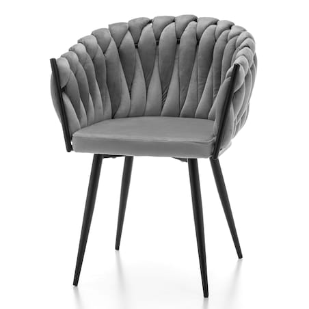 Krzesło tapicerowane plecione glamour salon welurowe LATINA jasnoszara
