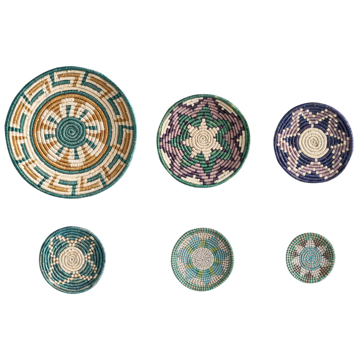 Zestaw 6 dekoracji ściennych z trawy morskiej wielokolorowy NAMDINH