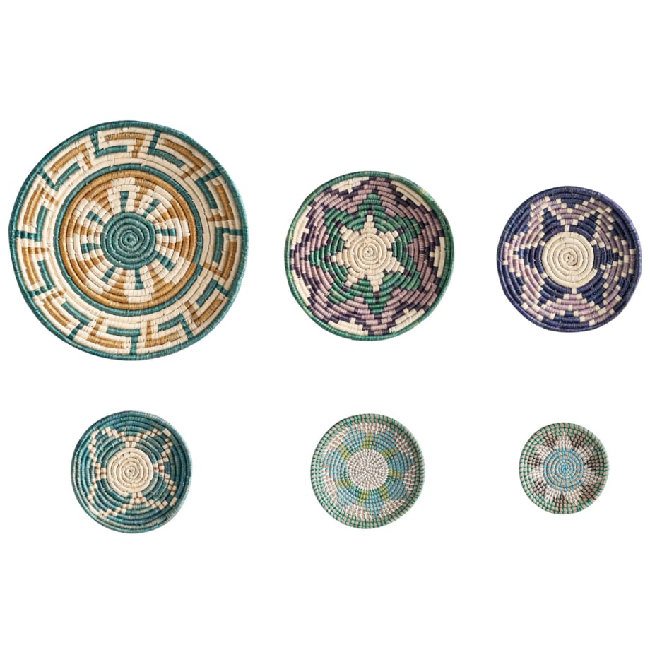 Zestaw 6 dekoracji ściennych z trawy morskiej wielokolorowy NAMDINH