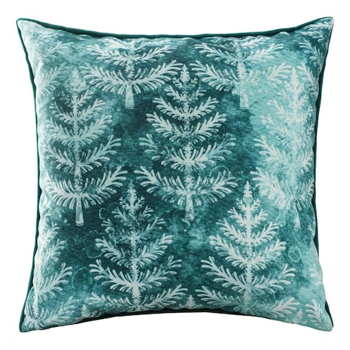 Poszewka dekoracyjna świąteczna 43x43 zielona, drzewa