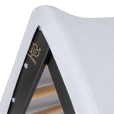 Domek z Drabinką dla Dzieci 60x61cm, Drewno, Len, Wiskoza, Szaroniebieski Domek, Czarna Drabinka