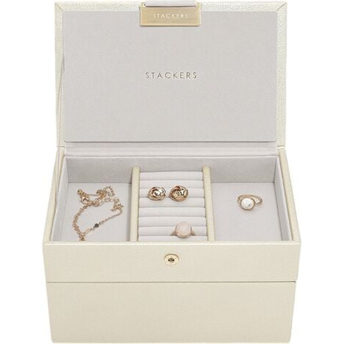 Szkatułka na biżuterię Stackers podwójna mini perłowa