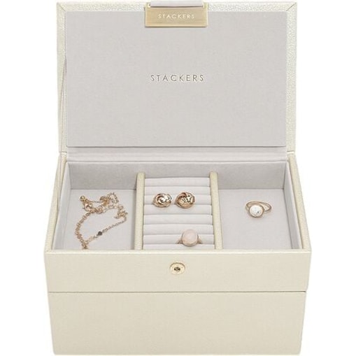 Szkatułka na biżuterię Stackers podwójna mini perłowa