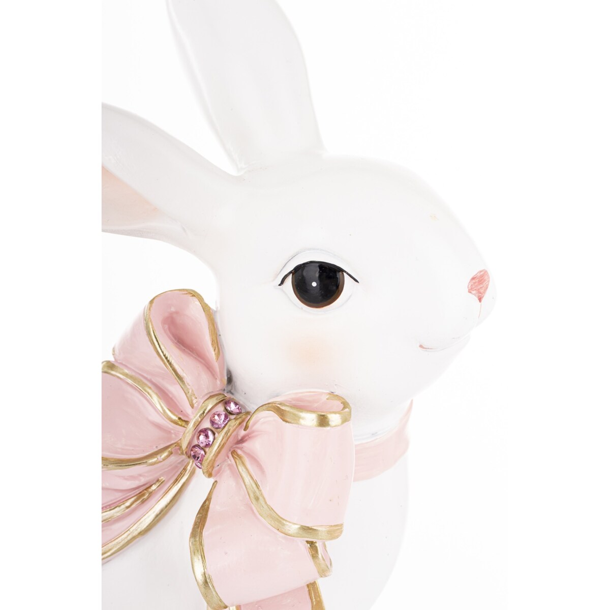 Dekoracja - królik 26x17x11 cm BUNNY-4 z różową kokardką
