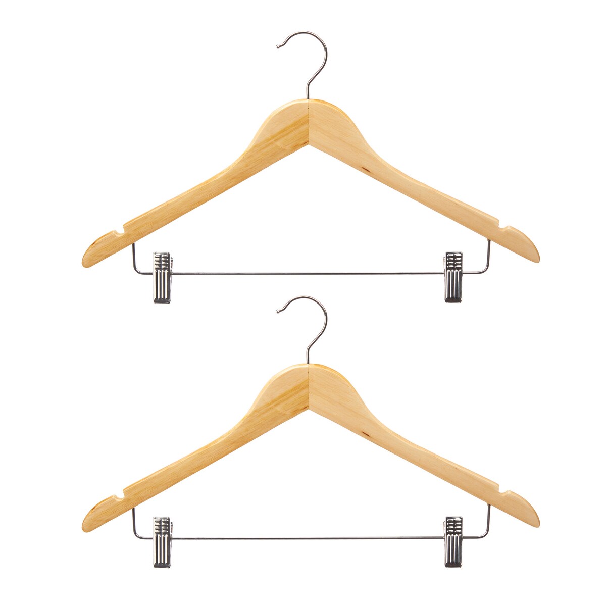 Wieszaki drewniane do szafy z metalowymi klamerkami COMFY PLACES, 2 sztuki