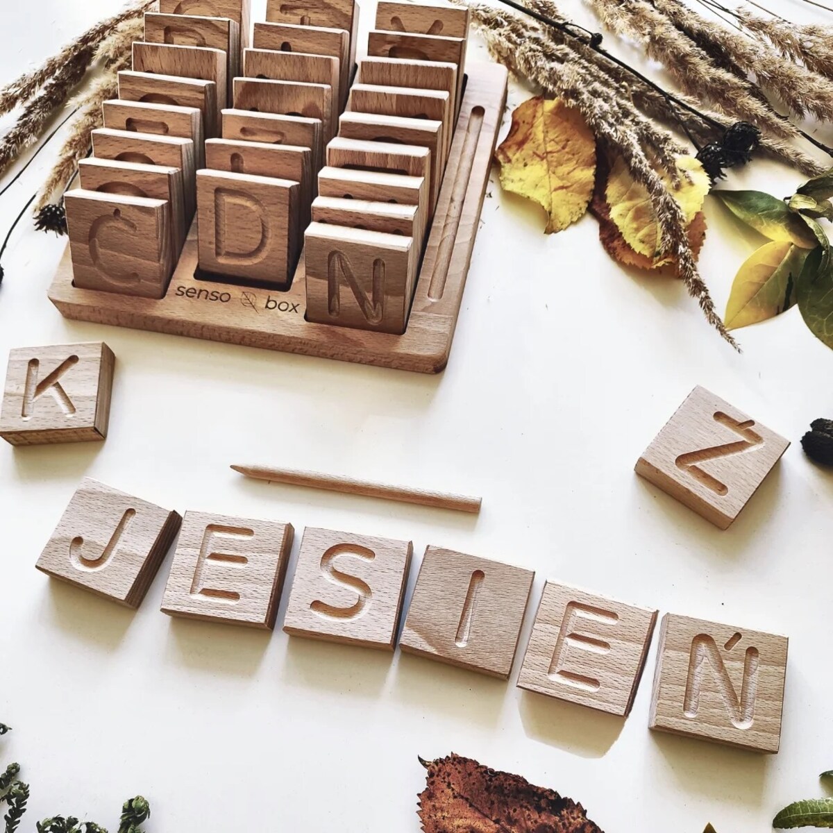 Drewniany alfabet polski Montessori