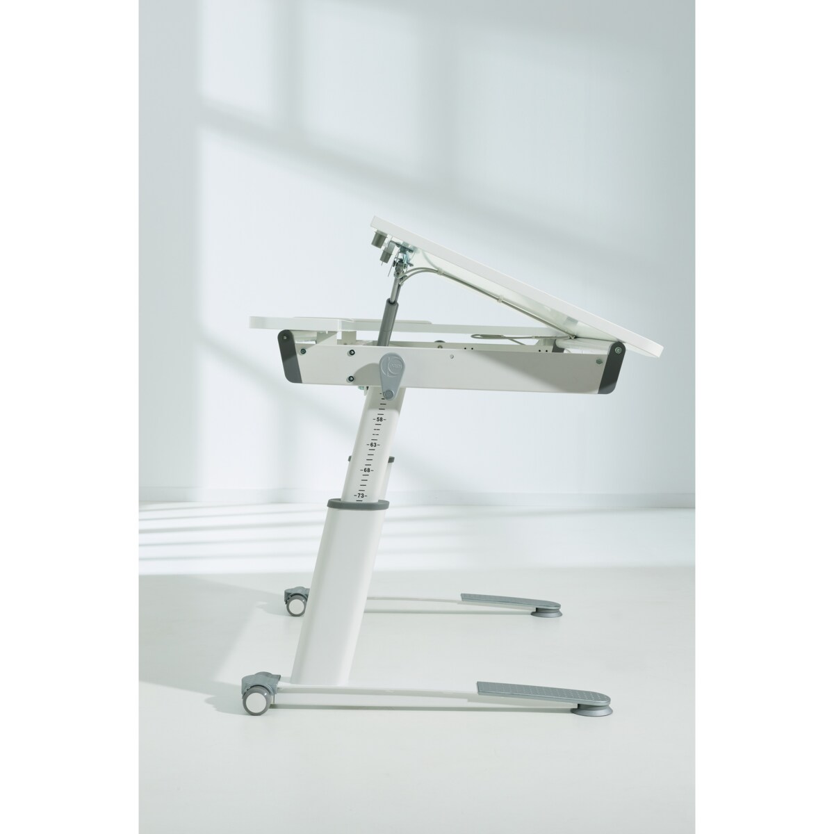 Ergonomiczne, regulowane biurko PAIDI JARO 120 cm – kredowa biel (wersja prawa)