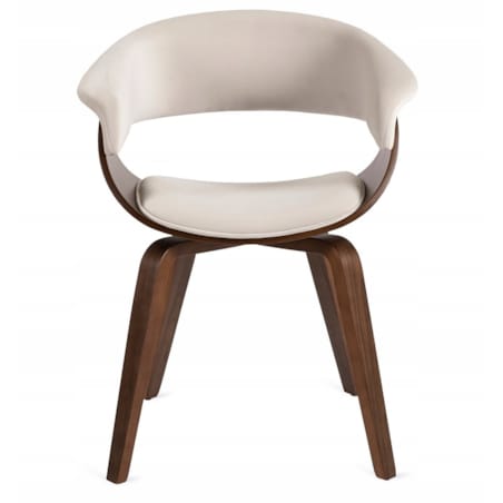 Krzesło Tapicerowane Drewniane Welurowe Kuchenne Do Salonu Beż Orzech GARY