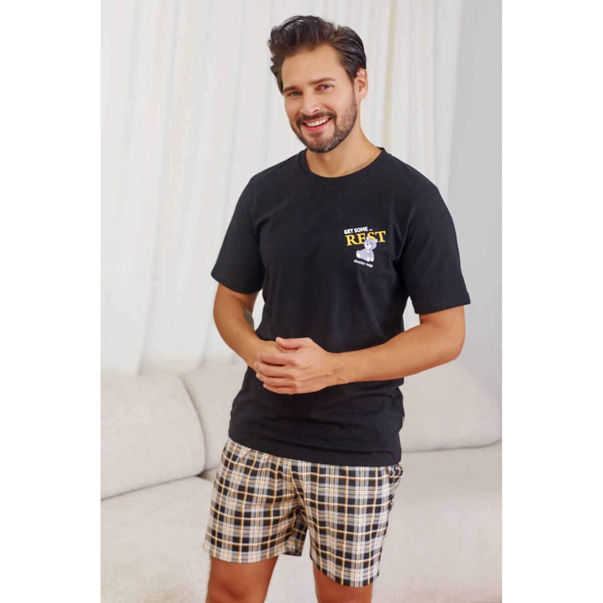 Doctor Nap Czarna piżama męska - 2XL