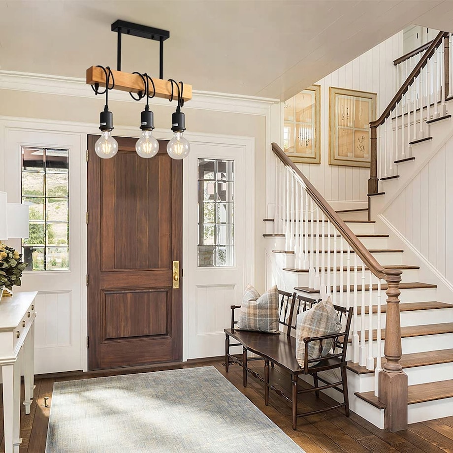 Lampa Sufitowa Wisząca Metal Z Drewnem Loft Line