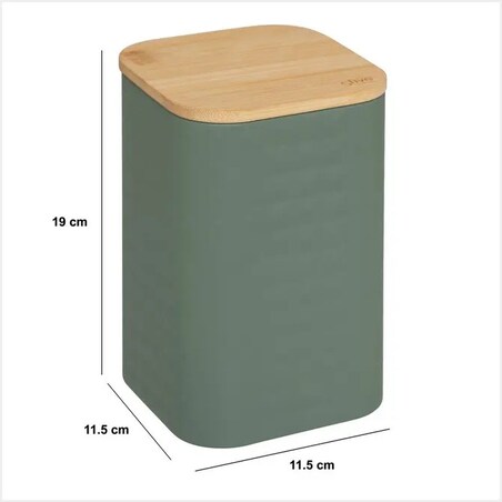 Pojemnik metalowy z bambusową pokrywą, EXTRA, 1.2 L zielony