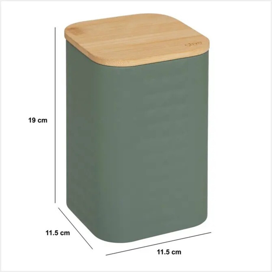 Pojemnik metalowy z bambusową pokrywą, EXTRA, 1.2 L zielony