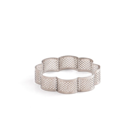 Decora Rant perforowany do tartaletek FLOWER 9x9x2 cm - stal nierdzewna