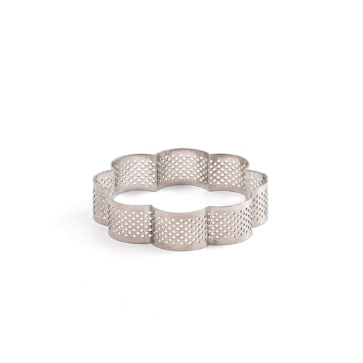 Decora Rant perforowany do tartaletek FLOWER 9x9x2 cm - stal nierdzewna