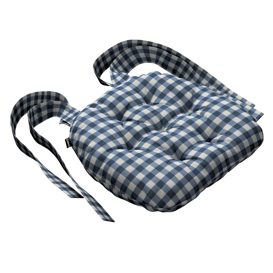 Poduszka na krzesło Marcin, granatowo-biała kratka (1,5x1,5cm), 40 x 37 x 8 cm, Quadro