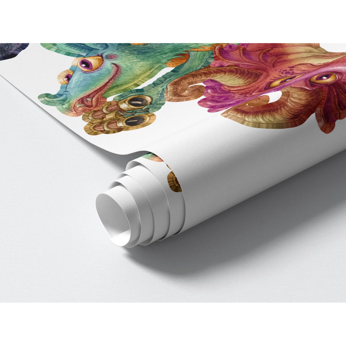 Zestaw naklejek na ścianę, Smoki bajkowa rodzina, 80cm