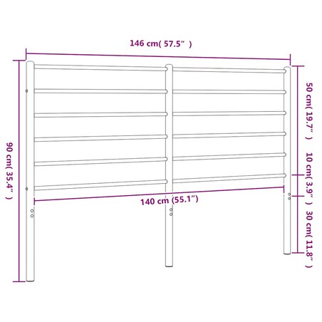 vidaXL Metalowe wezgłowie, czarne, 140 cm