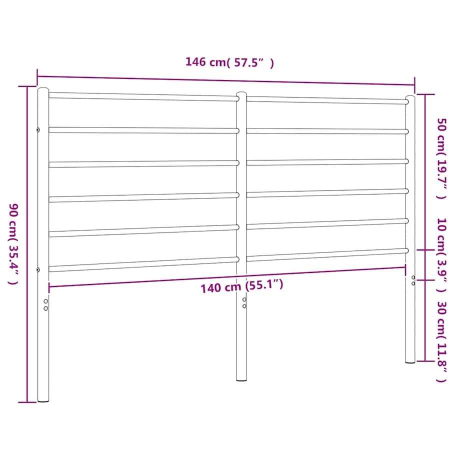vidaXL Metalowe wezgłowie, czarne, 140 cm