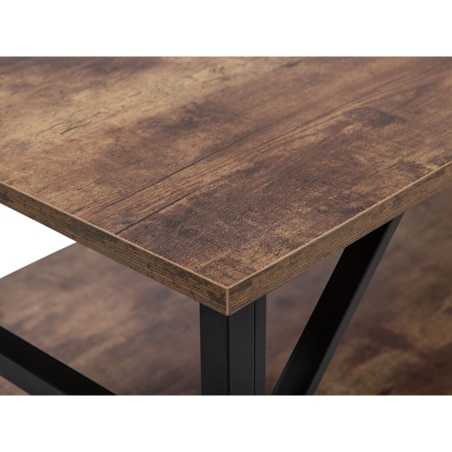 Stolik kawowy z półką ciemne drewno z czarnym BOLTON