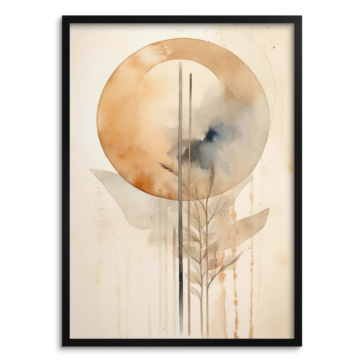 Nowoczesny Plakat Obraz na ścianę do salonu Beżowa Abstrakcja Boho Japandi