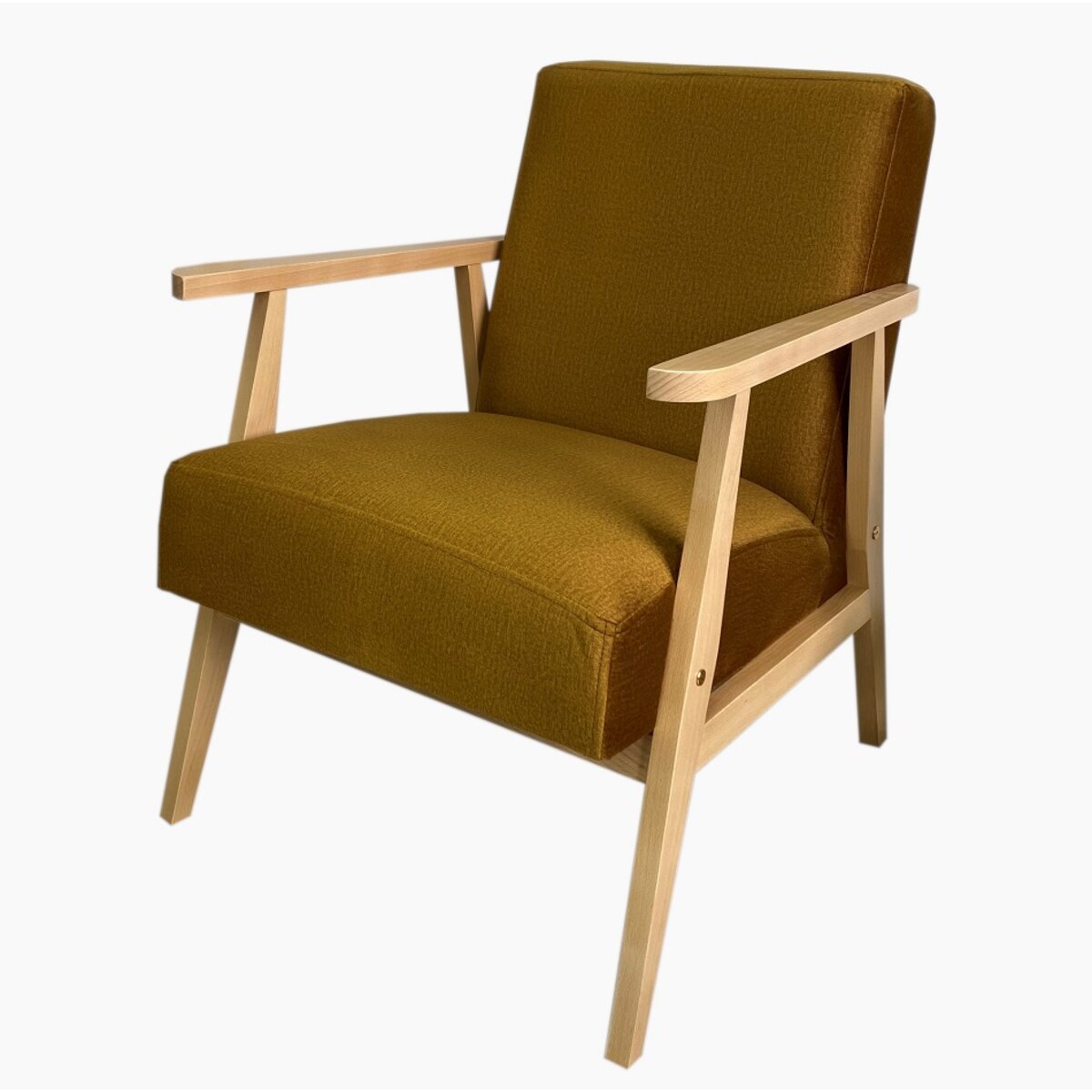 Wygodny fotel Retro - Musztardowy