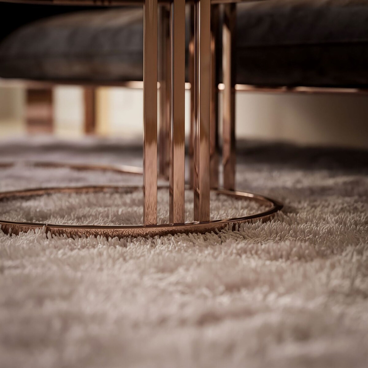 Stolik kawowy LORI 2w1 miedź czarne szkło