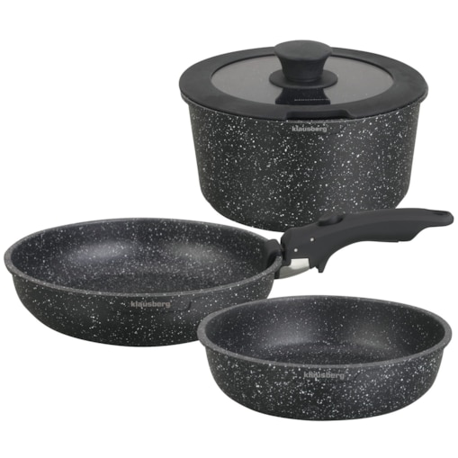Komplet garnków z marmurkową powłoką nieprzywierającą 5-ele KLAUSBERG
