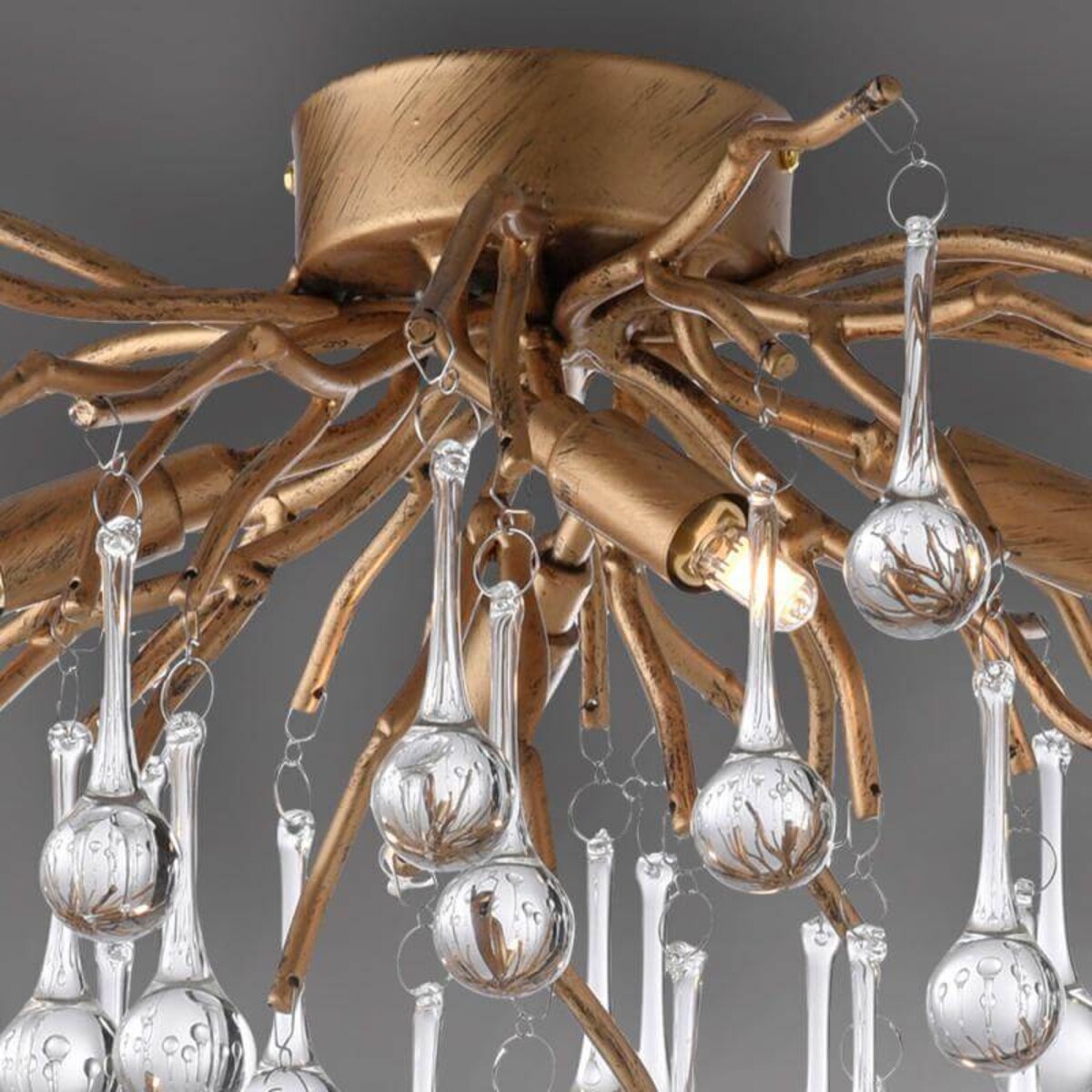 Sufitowa lampa glamour Icicle crystal nad stolik mosiądz