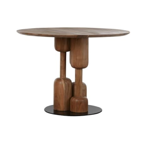 Okrągły stół z drewnianym akacjowym blatem Ø106 x 76 cm MIRABEL - II