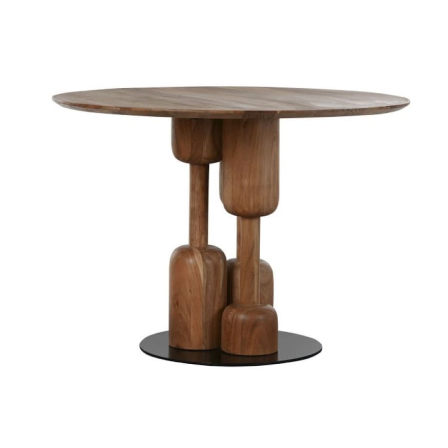 Okrągły stół z drewnianym akacjowym blatem Ø106 x 76 cm MIRABEL - II