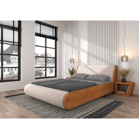 Łóżko lewitujące drewniane bukowe Visby HARALD / 140x200 cm, kolor naturalny, zagłówek Trinity 02
