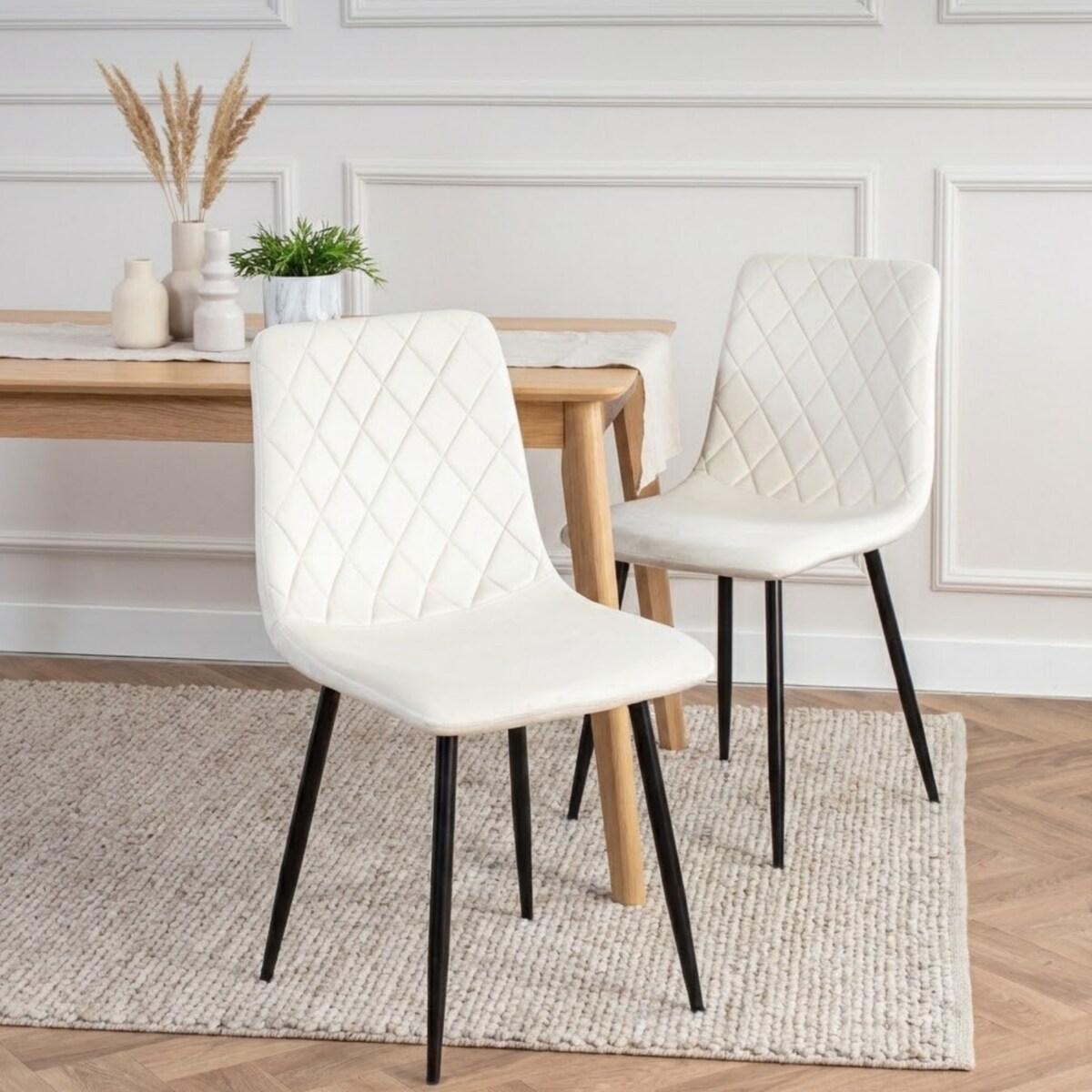 Krzesło beżowe tapicerowane pikowane welurowe nowoczesne wygodne velvet