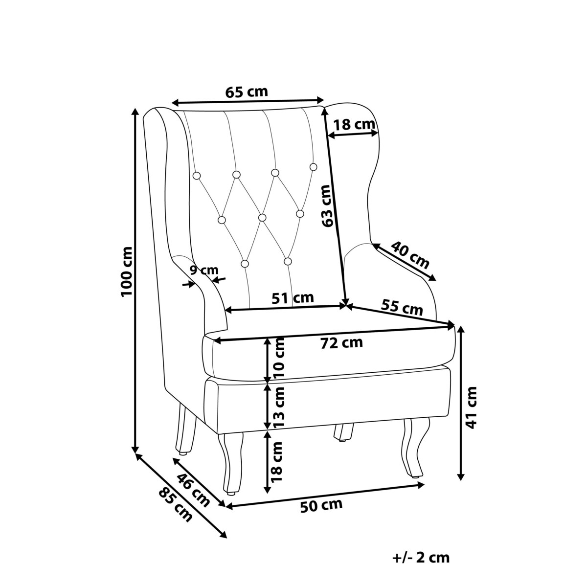 Fotel uszak welurowy niebieski ALTA