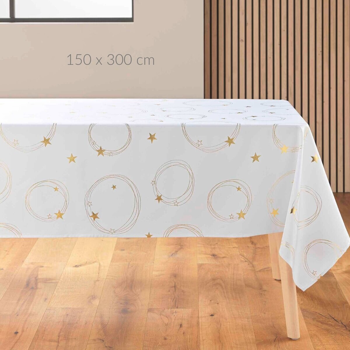 Obrus prostokątny ze złotym motywem gwiazd