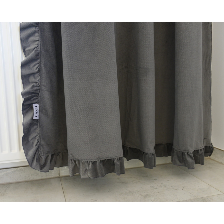 Zasłona Na Okno Okna Z Falbanką Do Salonu Sypialni 150X250 Cm Grafit