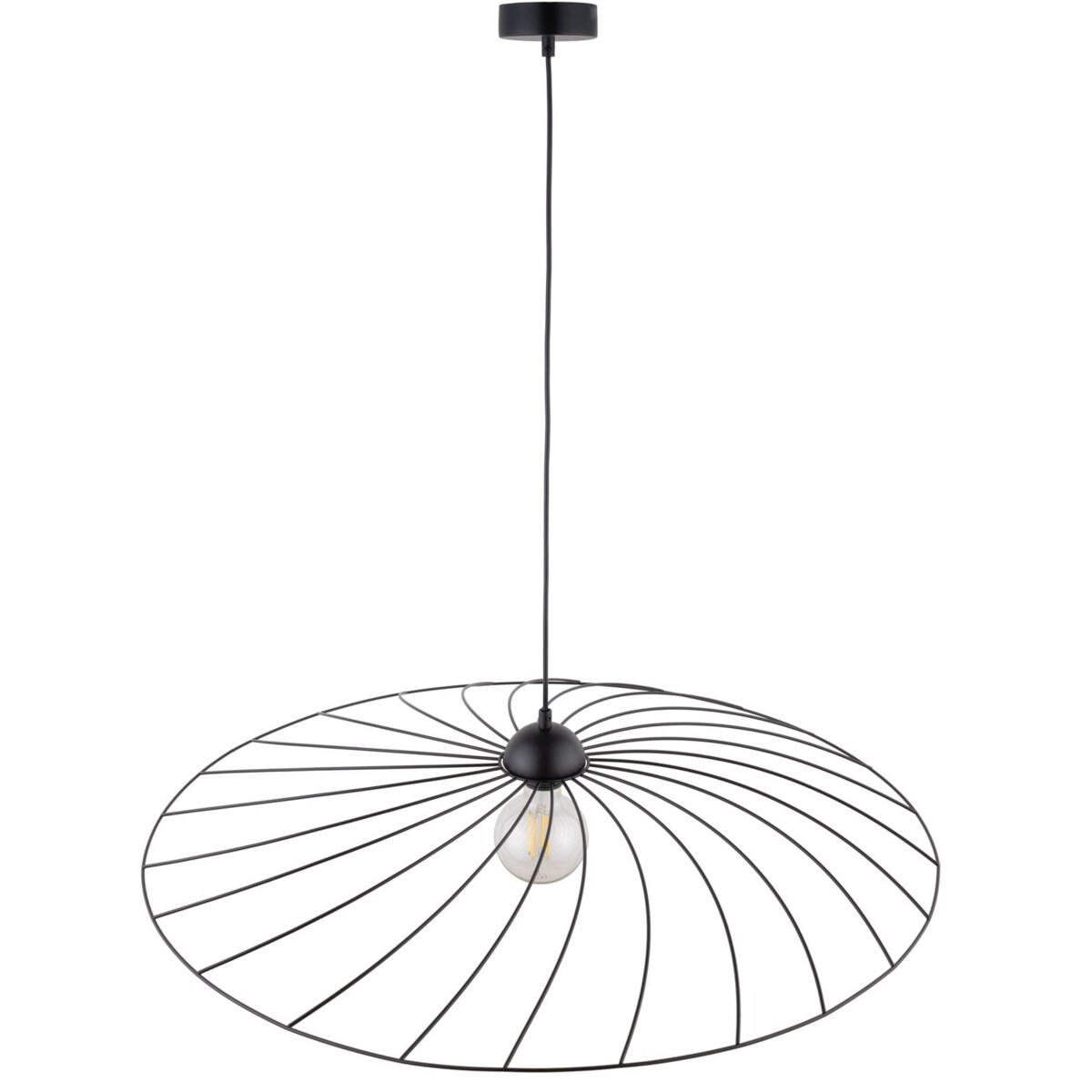 Wisząca lampa druciana Panama czarny zwis do sypialni