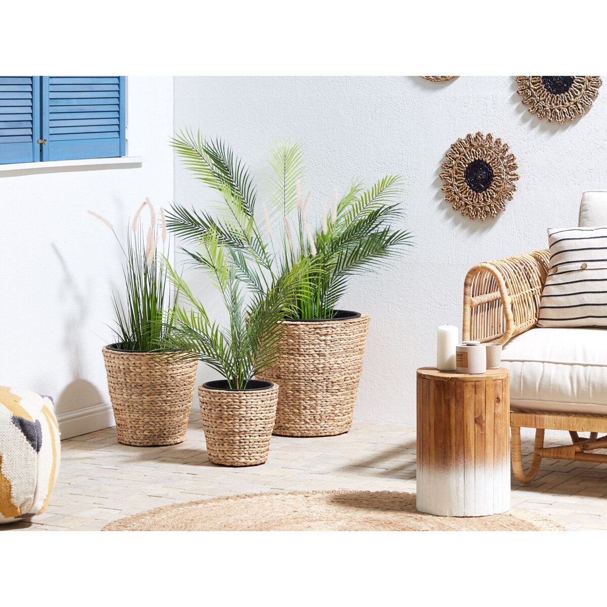 Zestaw 3 doniczek z hiacyntu wodnego naturalny PLAKA