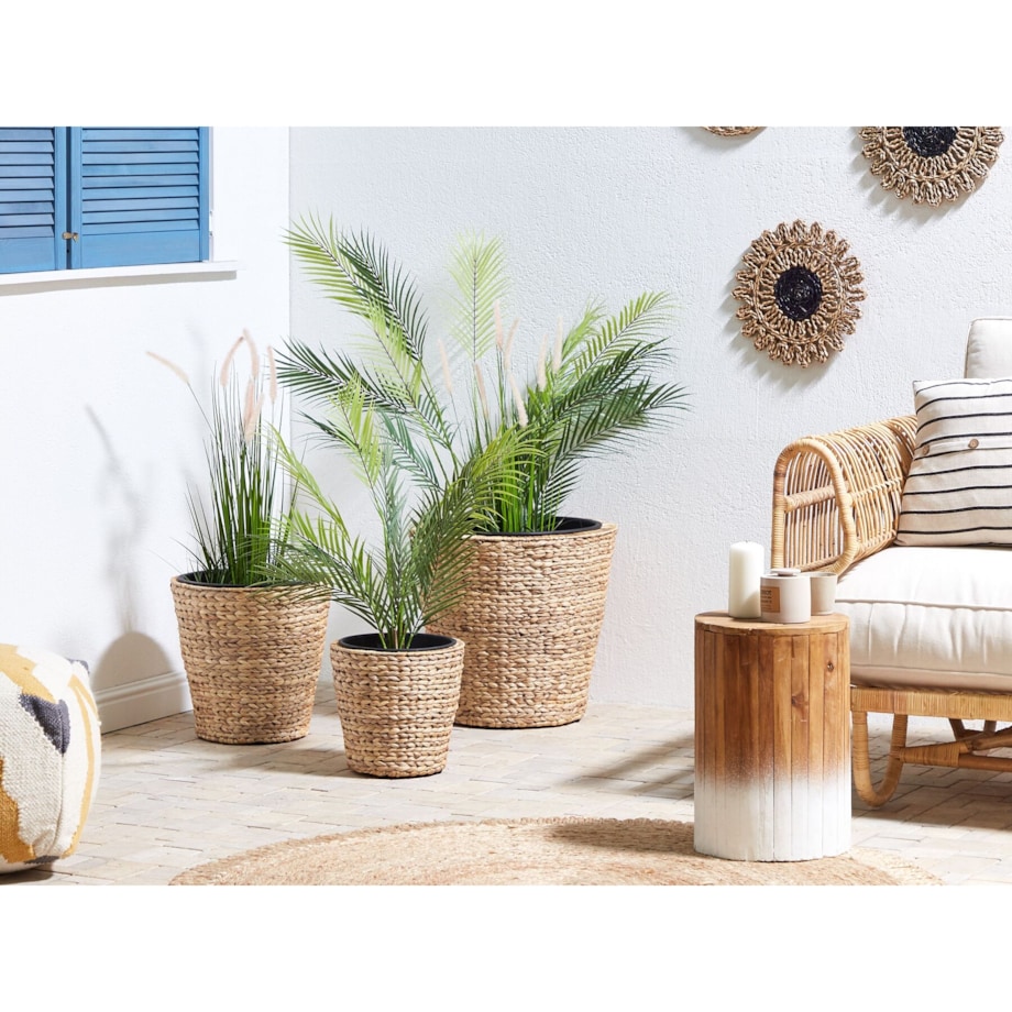 Zestaw 3 doniczek z hiacyntu wodnego naturalny PLAKA