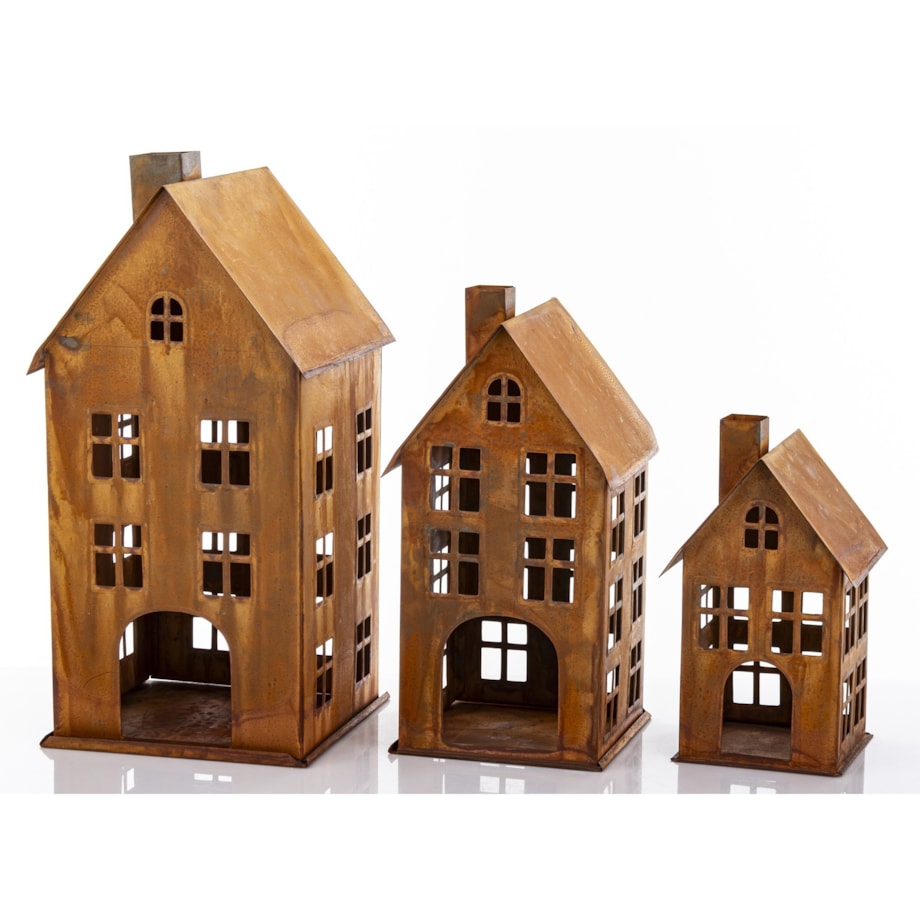Domek metalowy 3 szt. 38,5x18,5x19,5 cm BAGNOLE rdzawy