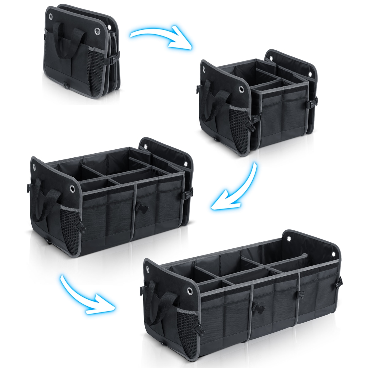 Organizer torba do bagażnika samochodu auta kufer usztywniony skrzynia na rzepy Humberg