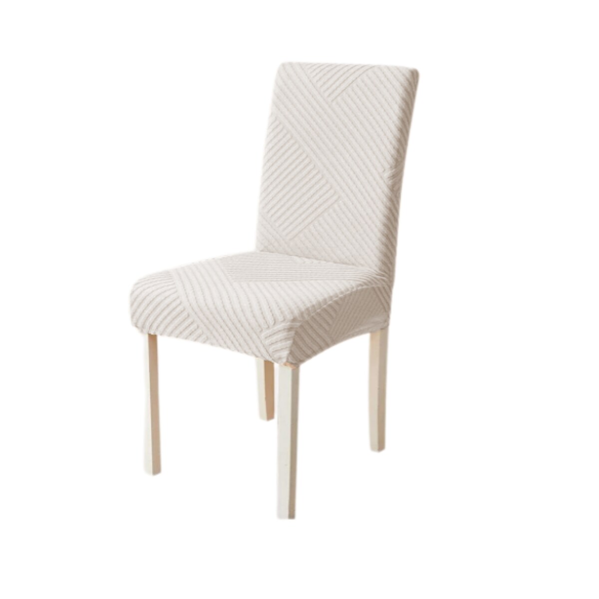 POKROWIEC NA KRZESŁO JASNY SZARY ŻAKARD PRĄŻKI [10-Z2-JSZ]