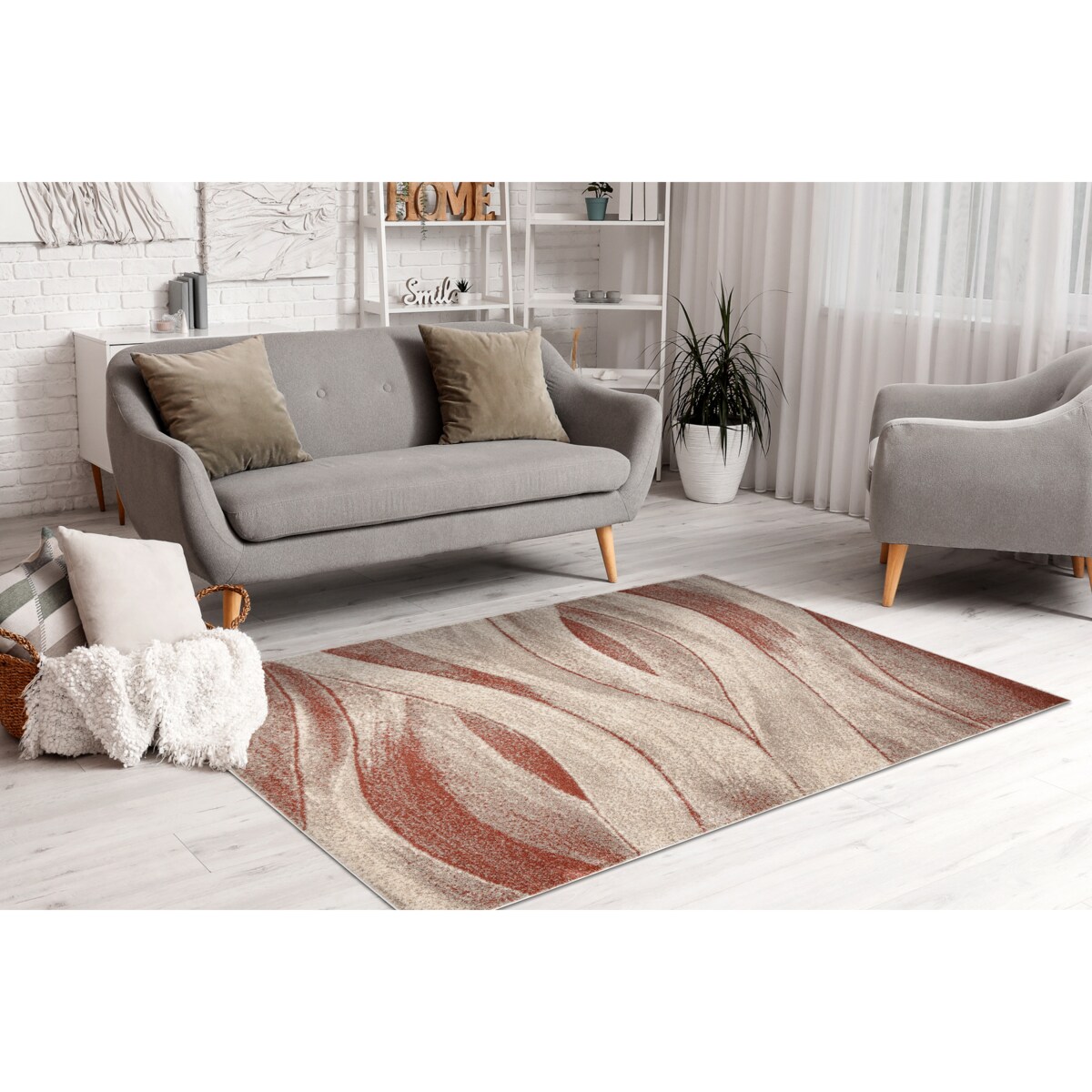 Dywan FUSION 1617 krem / terakota - Fale, 200x290 cm