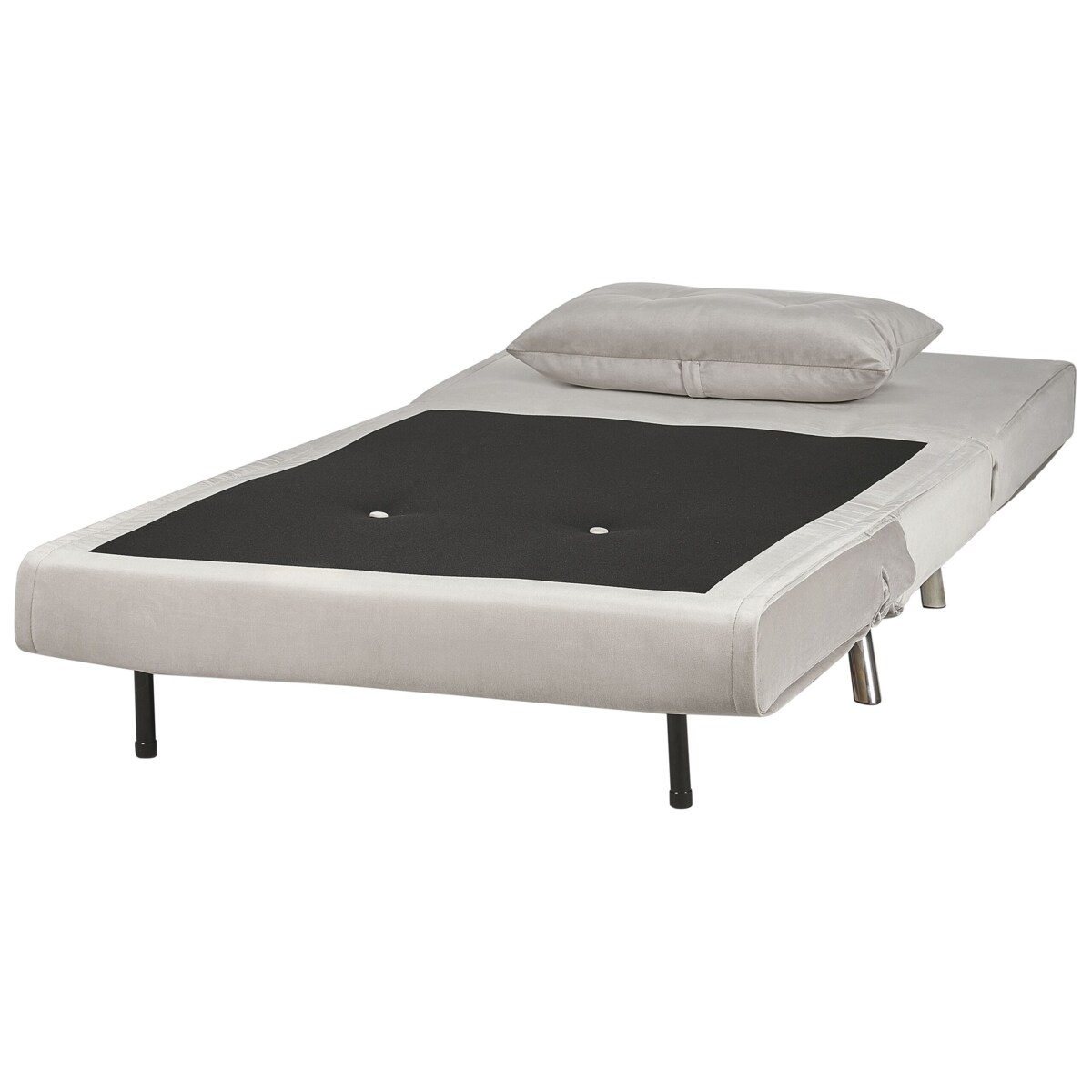 Sofa rozkładana welurowa jednoosobowa jasnoszara FARRIS