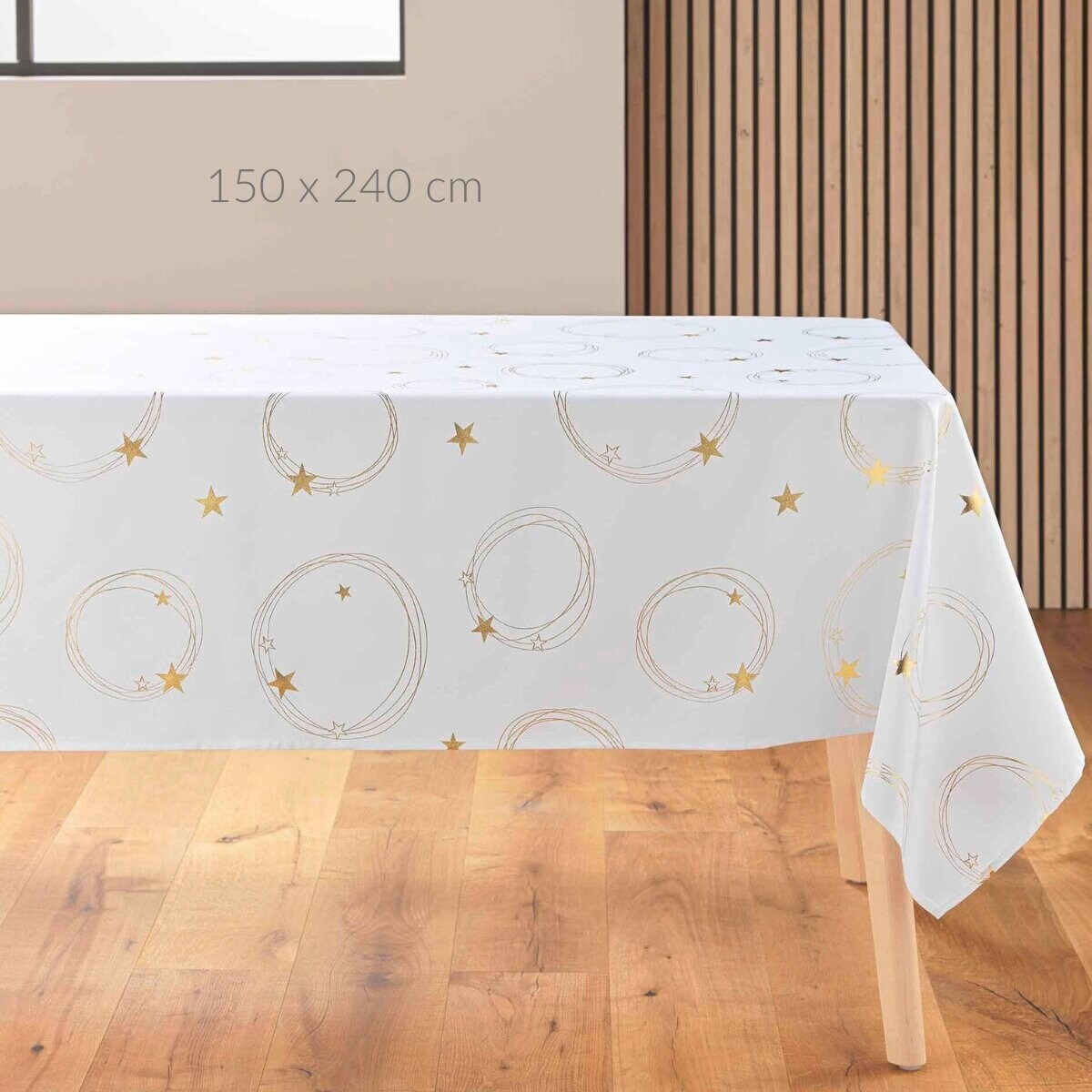 Obrus prostokątny ze złotym motywem gwiazd