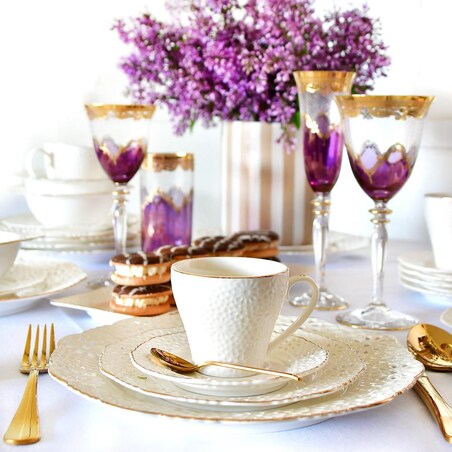 VILLA ITALIA Filiżanka porcelanowa 170 ml ze spodkiem LORETTA