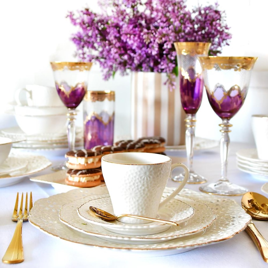 VILLA ITALIA Filiżanka porcelanowa 170 ml ze spodkiem LORETTA