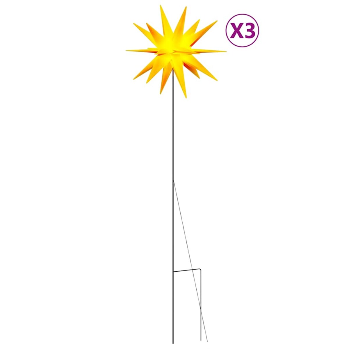 vidaXL Ozdoby świetlne LED z prętami, składane, 3 szt., żółte, 35 cm