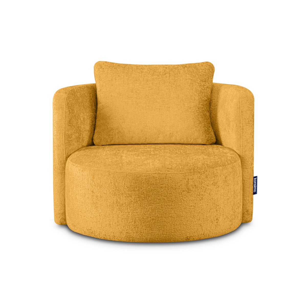 KONSIMO RAGGI Zestaw fotel i puf obrotowy musztardowy