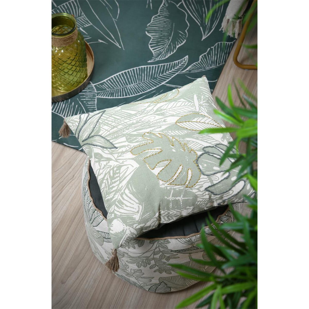 Poduszka dekoracyjna BOTANYS z frędzlami, 40 x 40 cm