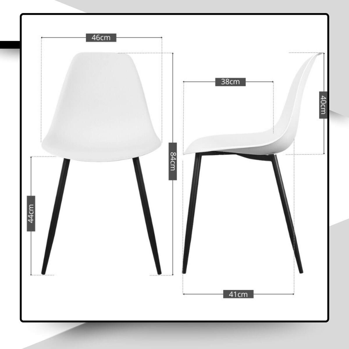 Krzesło Jager plastikowe białe czarne nogi